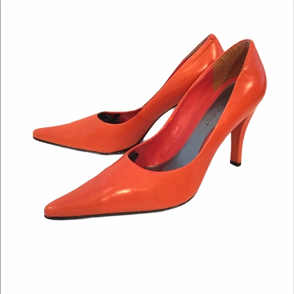 Nine West Shoes | Orange Leather Heels | Poshmark